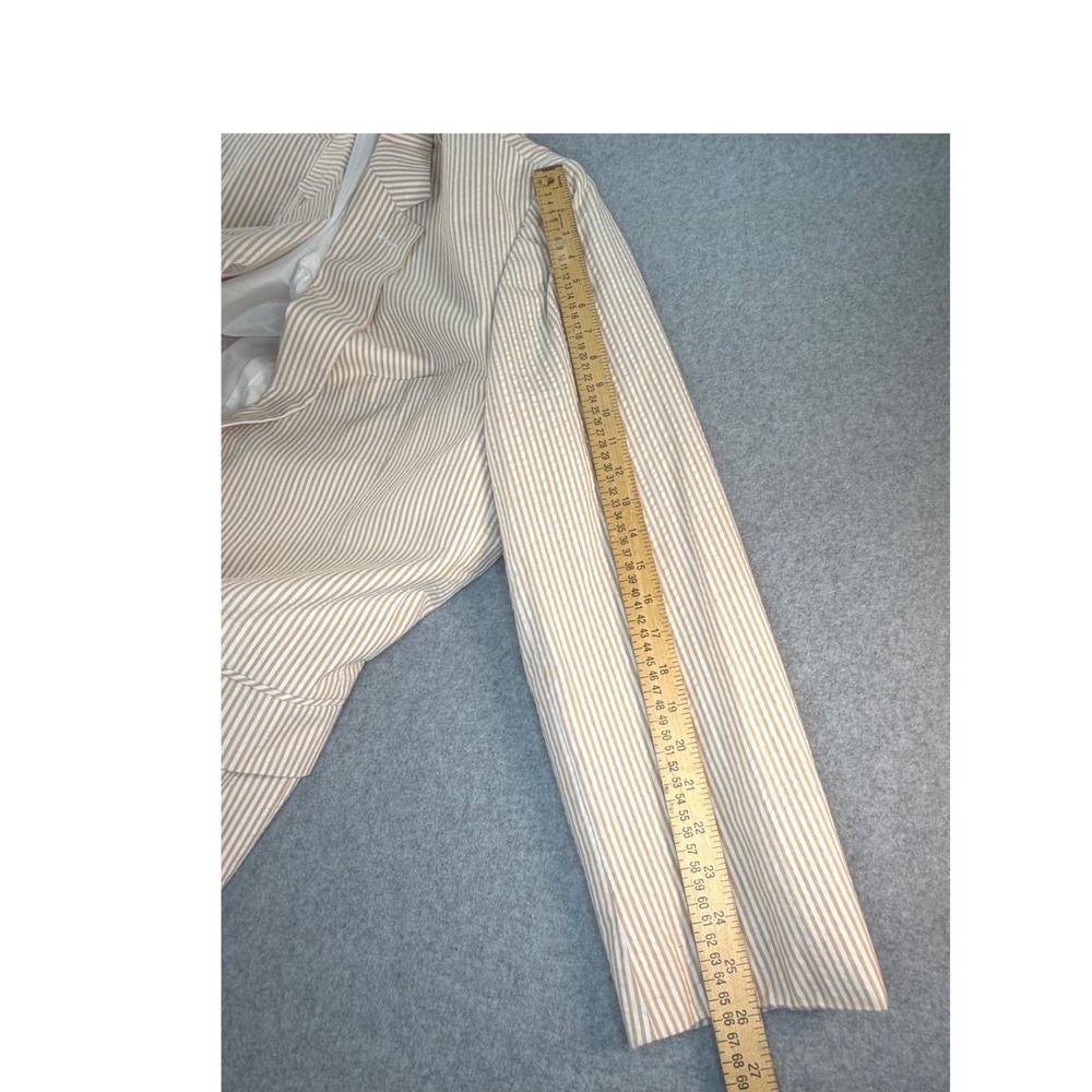 Royal Diamond Mens 3 Piece Seersucker Suit Tan White Stripe 52R Blazer Vest Pant - Picture 7 of 13